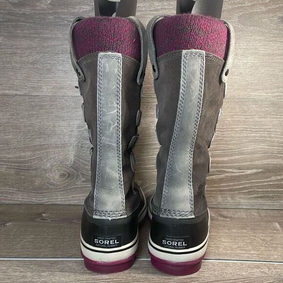 Sorel Joan of Arctic Knit II Warm Waterproof Women’s Sz 7 Gray Suede Snow Boots - Picture 4 of 14